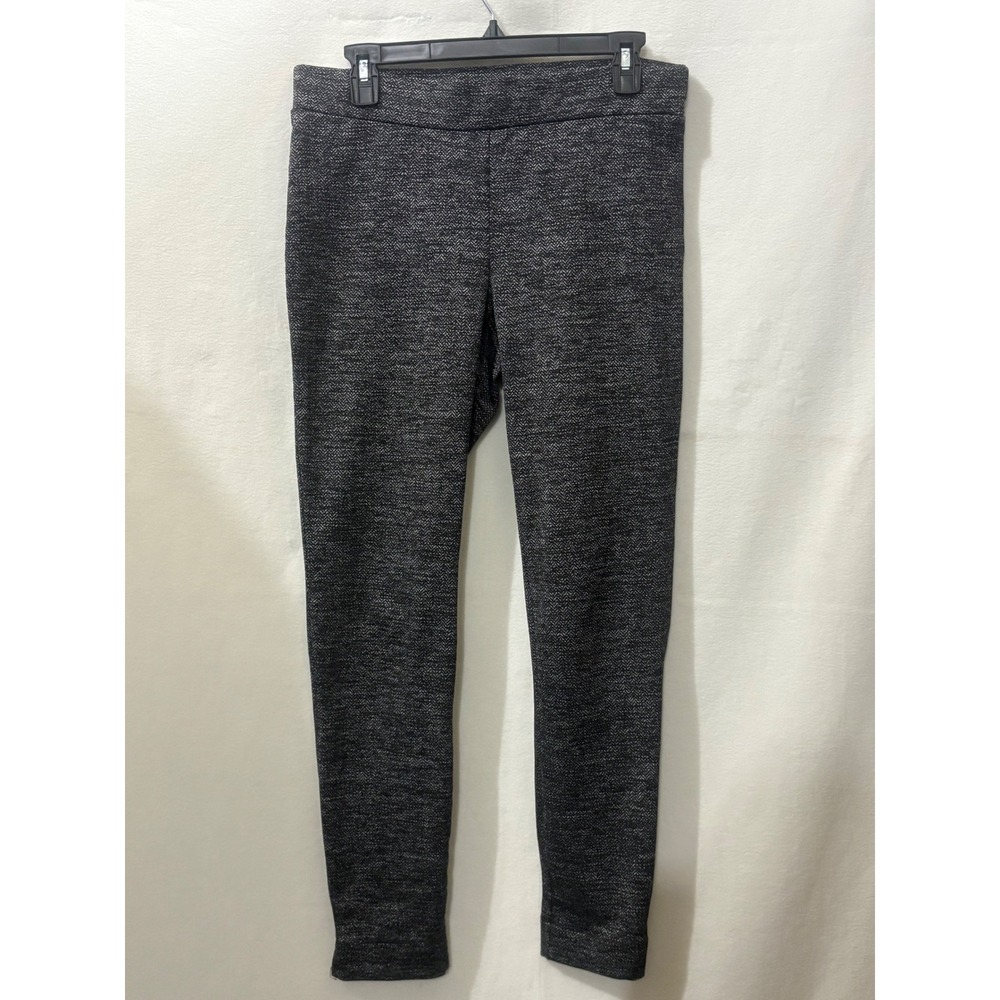 Ellen Tracy Womens Grey Herringbone Knit Leggings Slim Fit Pull On Pants Size M